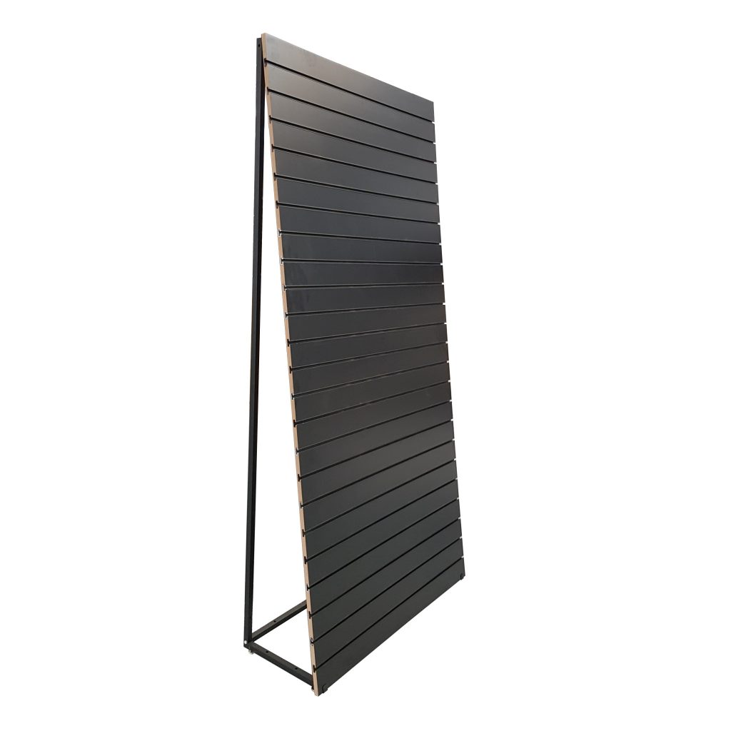 Free standing angled slatwall frame - Dinya Shopfittings