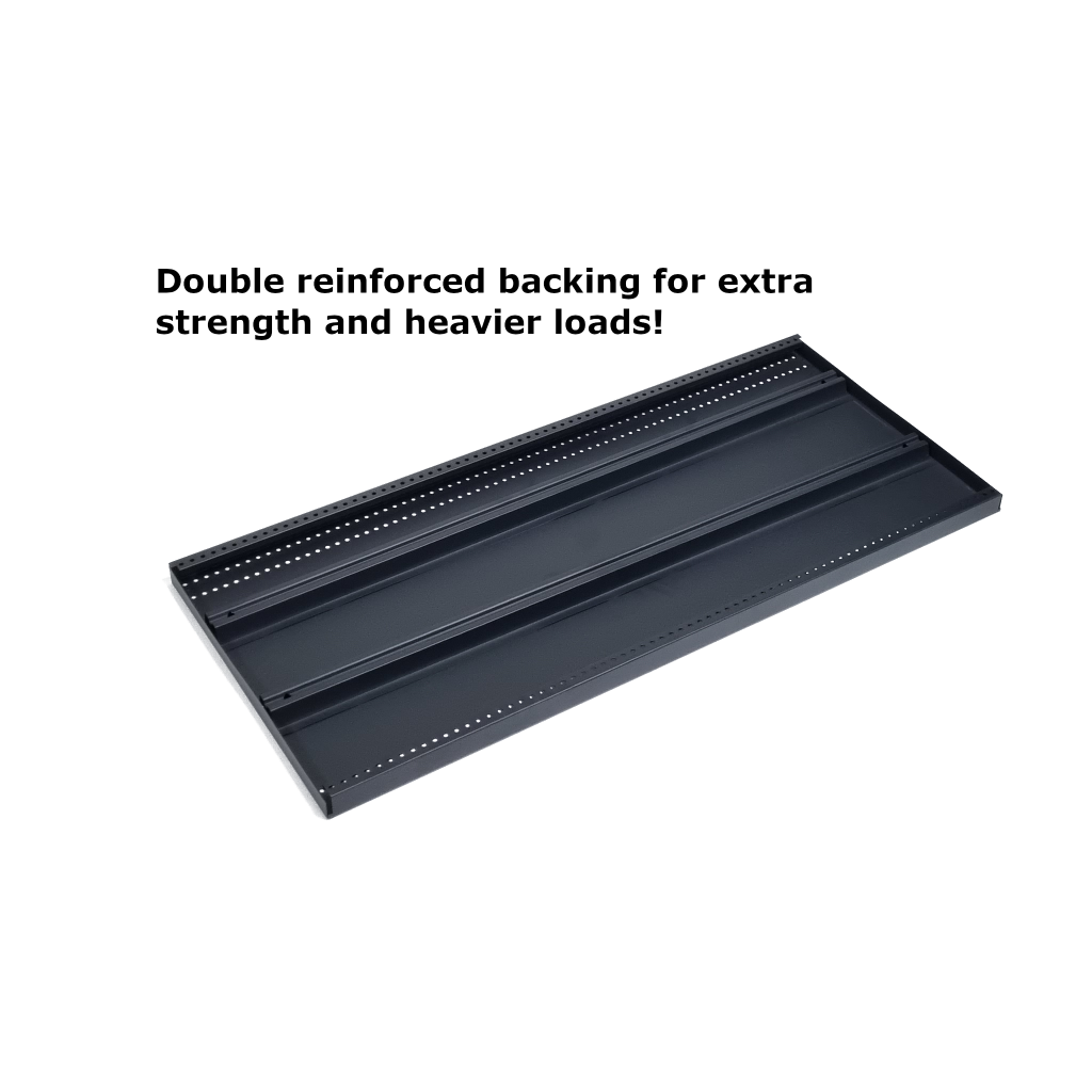 Black Metal Gondola Shelf with Angle Adjustable Brackets, 900mm x 400mm