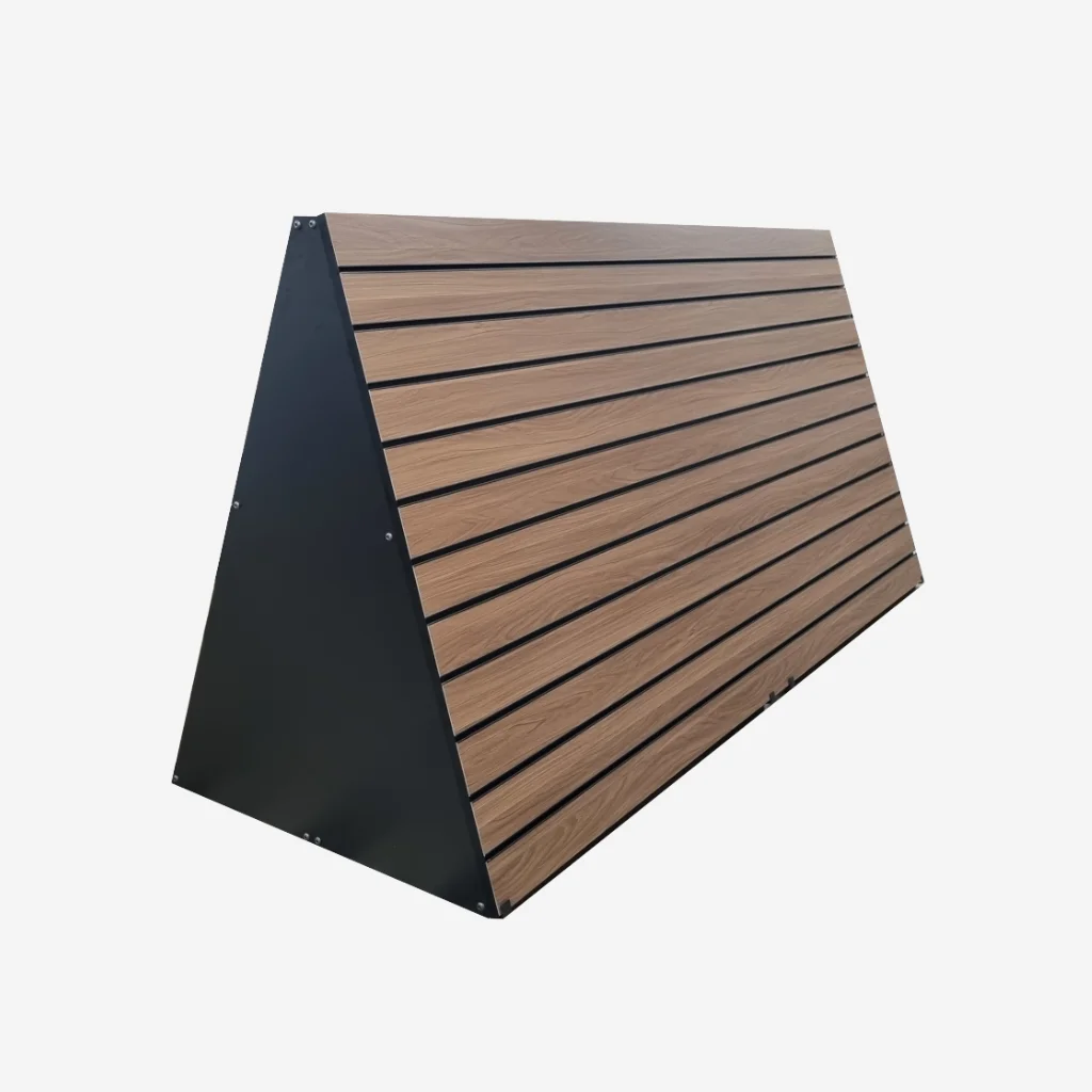 Freestanding Double Sided Slatwall A Frame Gondola, Dark Walnut With Black Inserts