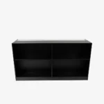 Retail Counter with Slatwall Face and Glass Top in Black, 1800mm