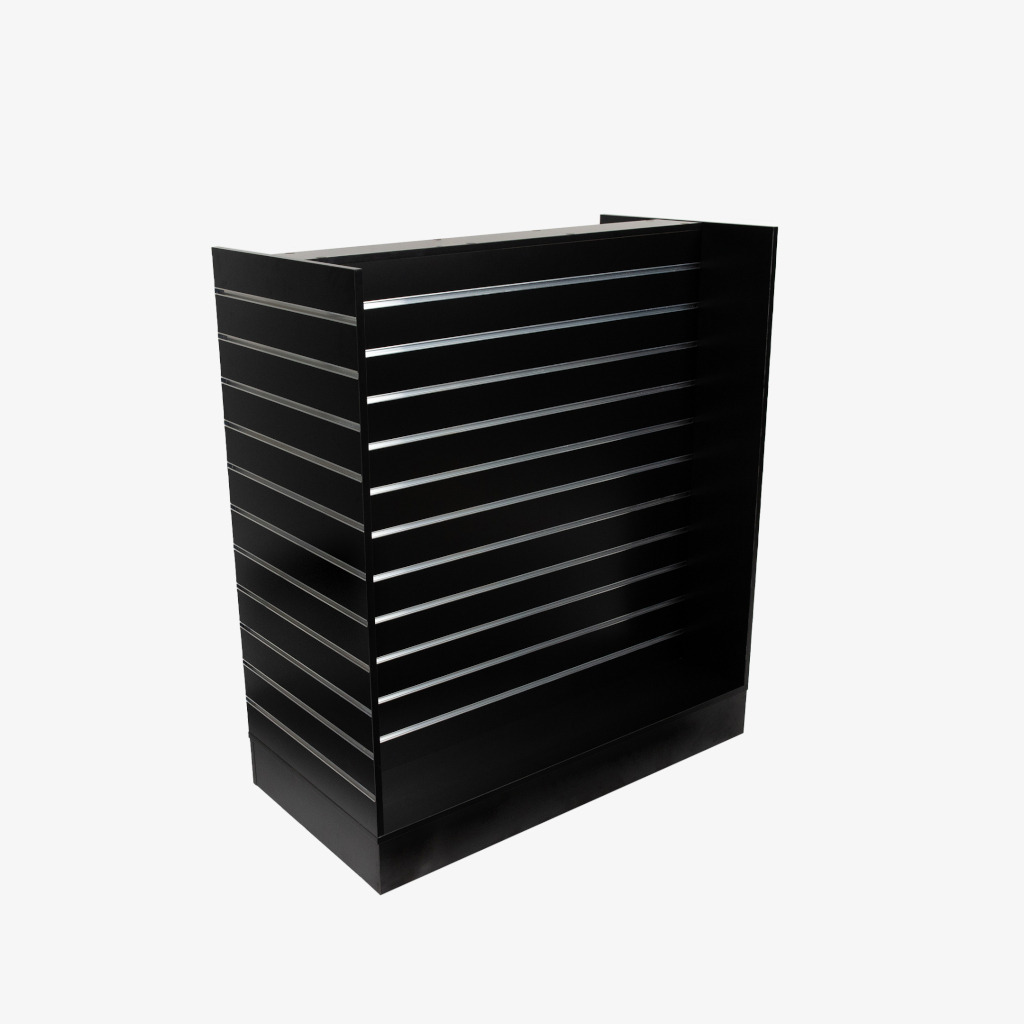 Black Double Sided H Frame Slatwall Gondola with Silver Inserts