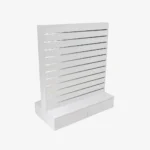 White Double Sided Center Bay Slatwall Gondola with Silver Inserts and Drawers