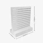 White Double Sided Center Bay Slatwall Gondola with Silver Inserts and Drawers