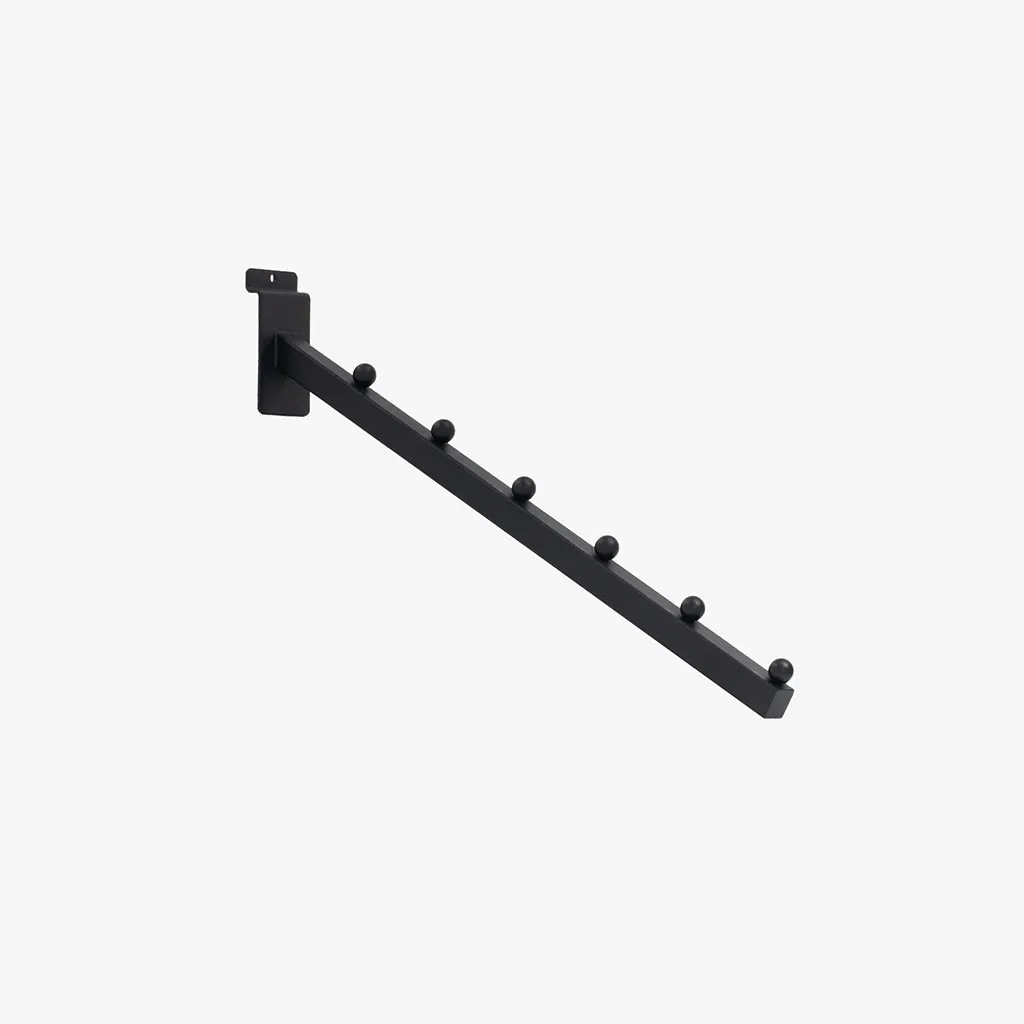 Slatwall Black 6 ball waterfall arm 400mm