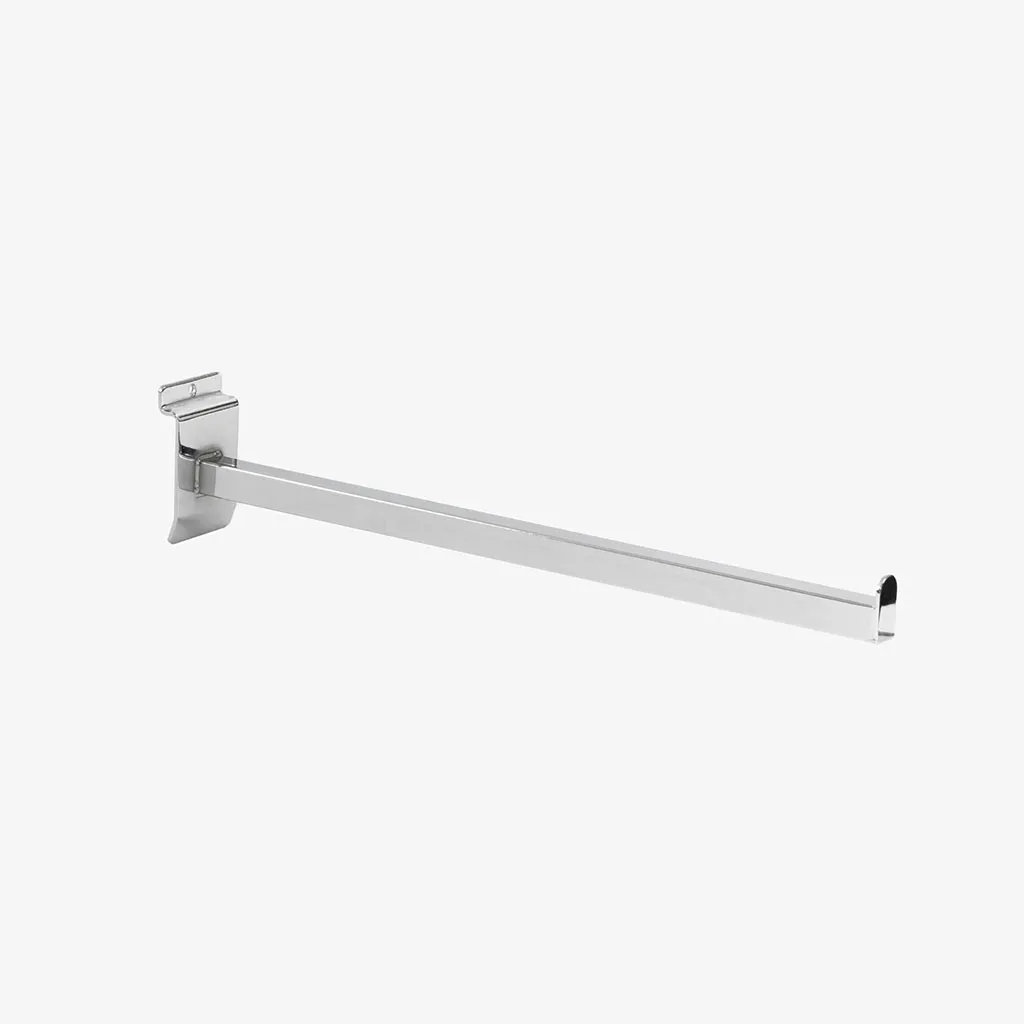 Slatwall Chrome Straight Display Arm/Bracket Square Profile 400mm