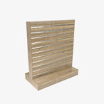 Walnut Double Sided Center Bay Slatwall Gondola with Silver Inserts.