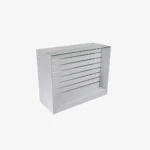 White Retail Counter with Slatwall Face and Glass Top, 1200mm