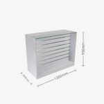 White Retail Counter with Slatwall Face and Glass Top, 1200mm