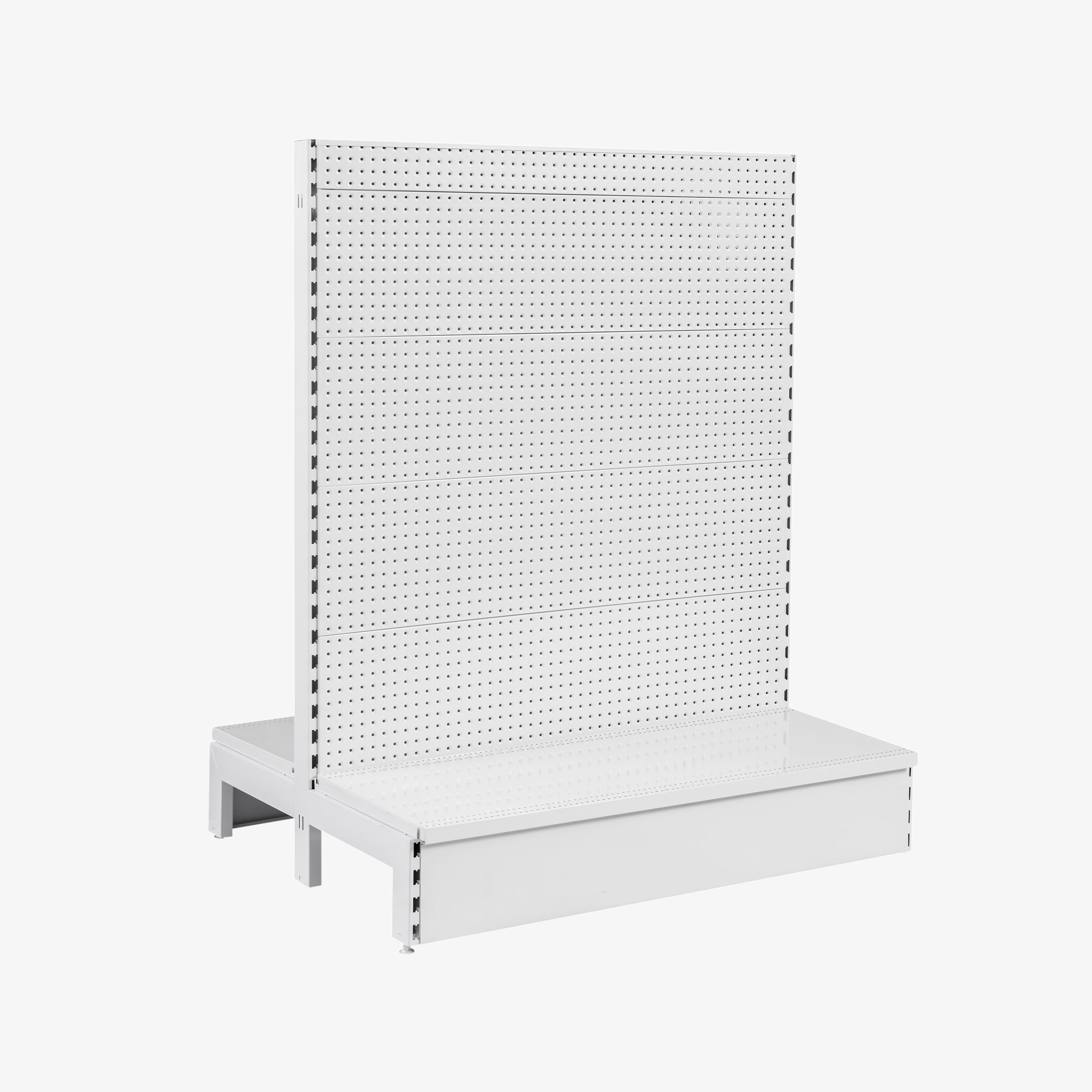 White Double Sided Volcano Pegboard Gondola Shelving – 1200mm Wide Modules