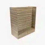 Walnut Double Sided H Frame Slatwall Gondola With Silver Inserts and Drawers