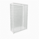 White Slatwall Glass Display Cabinet – 1200 W x 500 D x 1980mm H