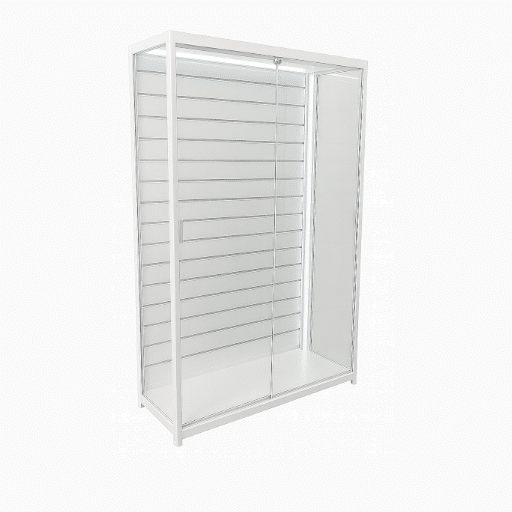 Black Slatwall Glass Display Cabinet – 1200 W x 500 D x 1980mm H