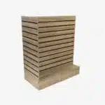 Walnut Double Sided End bay Slatwall Gondola With Black Inserts and Drawers.