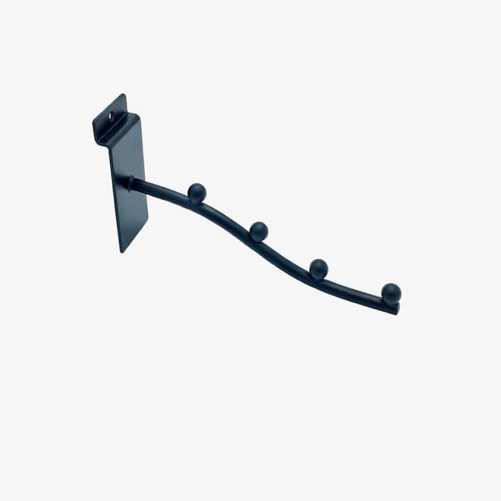 Slatwall 4 Ball Waterfall Clothing Arm in Black