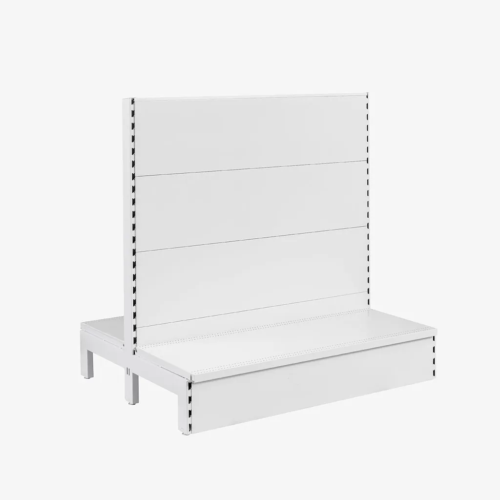 White Double Sided Plain Panel Gondola Shelving – 1200mm wide Modules