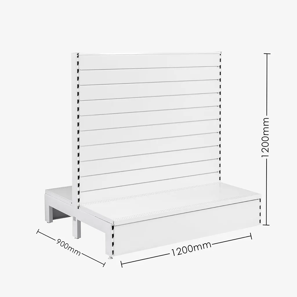 White Double Sided Slatwall Gondola Shelving – 1200mm wide Modules