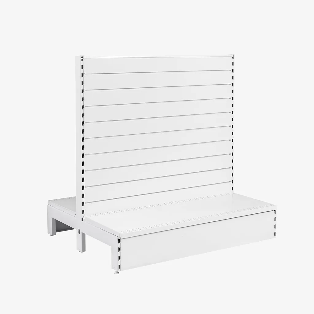 White Double Sided Slatwall Gondola Shelving – 1200mm wide Modules