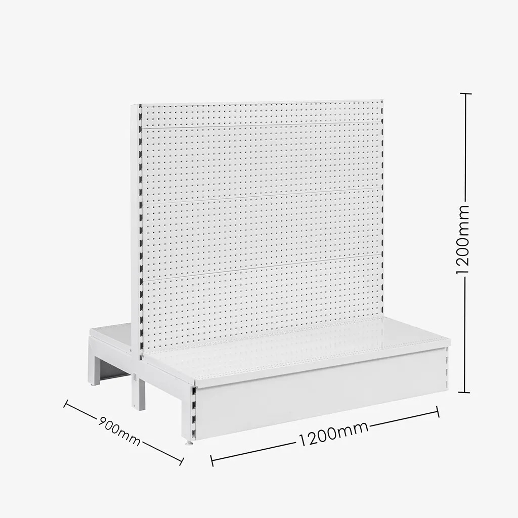 White Double Sided Volcano Pegboard Gondola Shelving – 1200mm wide Modules