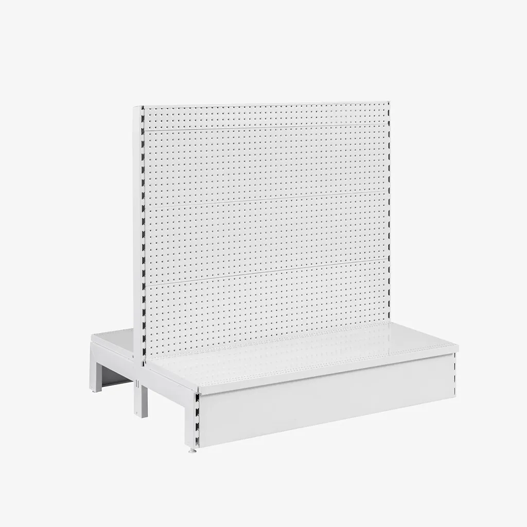White Double Sided Volcano Pegboard Gondola Shelving – 1200mm wide Modules