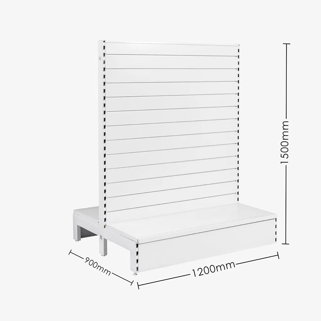 White Double Sided Slatwall Gondola Shelving – 1200mm wide Modules