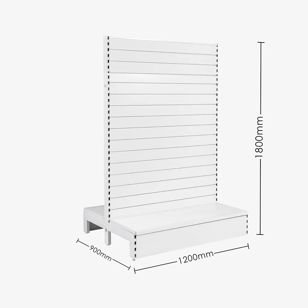 White Double Sided Slatwall Gondola Shelving – 1200mm wide Modules