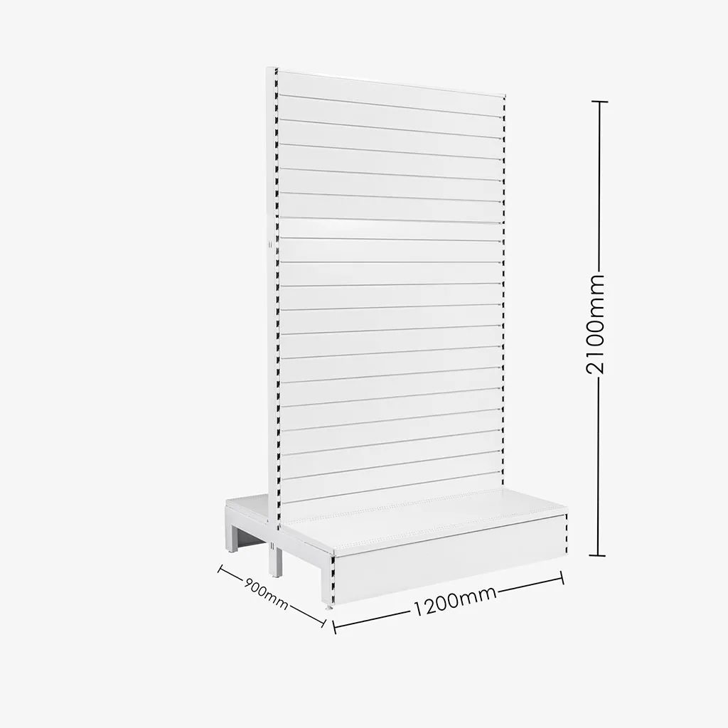 White Double Sided Slatwall Gondola Shelving – 1200mm wide Modules