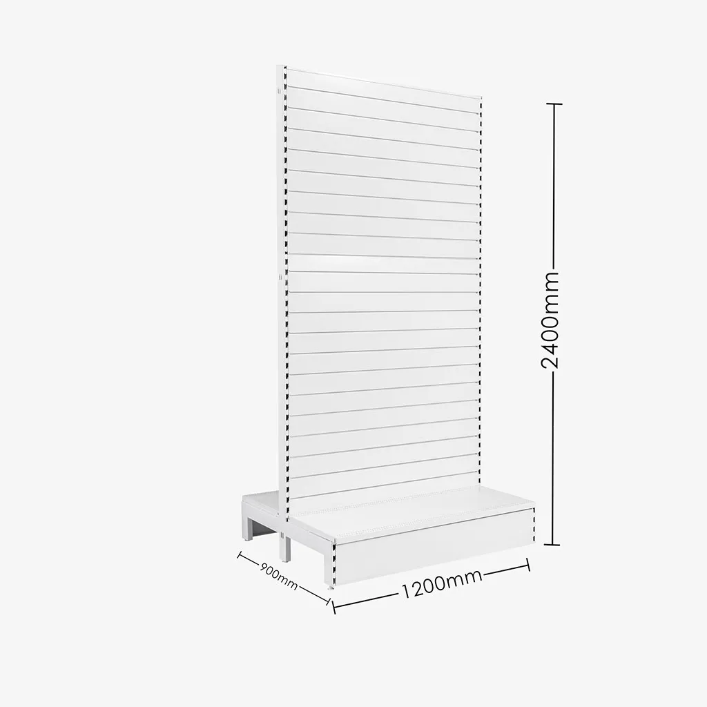 White Double Sided Slatwall Gondola Shelving – 1200mm wide Modules