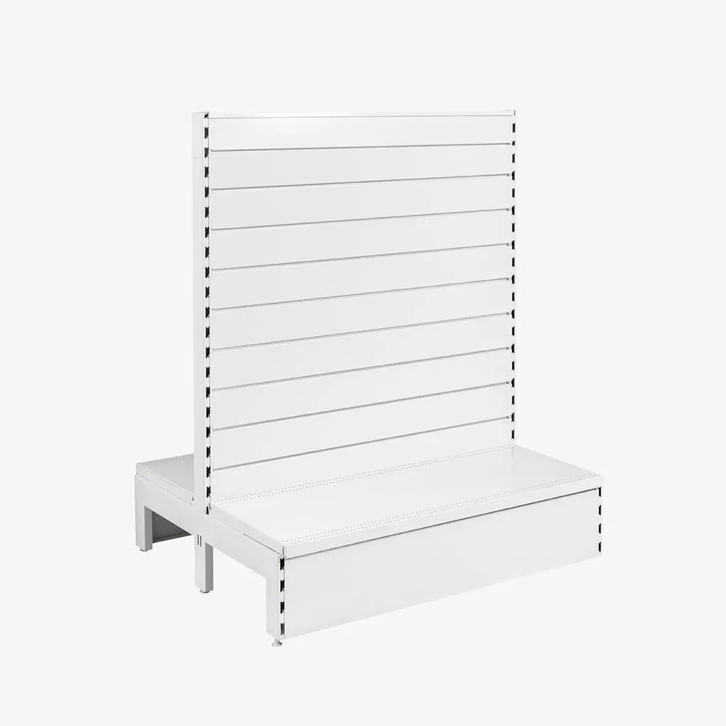 White Double Sided Slatwall Gondola Shelving – 900mm wide Modules