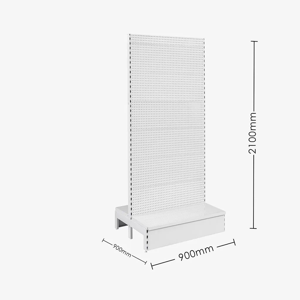 White Double Sided Volcano Pegboard Gondola Shelving – 900mm wide Modules