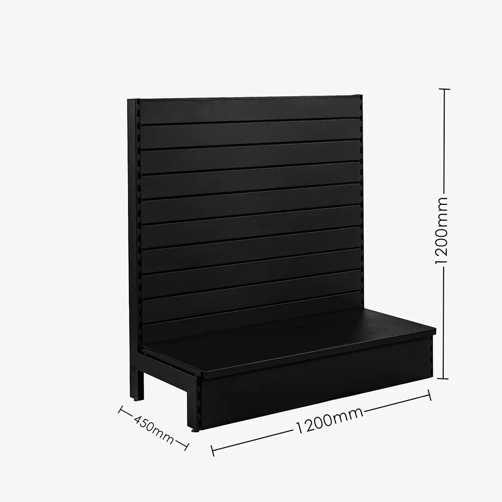 Black Single Sided Slatwall Gondola Shelving – 1200mm wide Modules