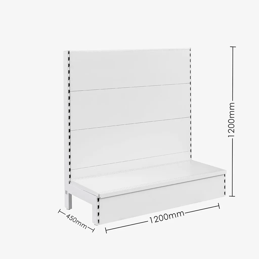 White Single Sided Plain Panel Gondola Shelving – 1200mm wide Modules