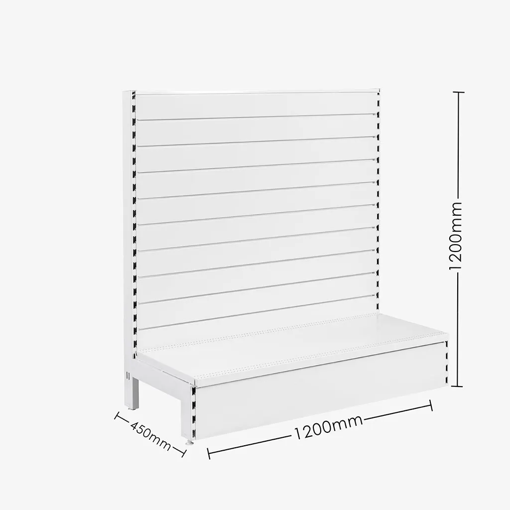 White Single Sided Slatwall Gondola Shelving – 1200mm wide Modules