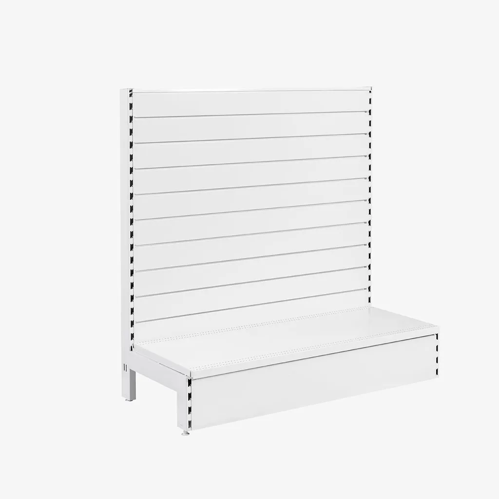 White Single Sided Slatwall Gondola Shelving – 1200mm wide Modules
