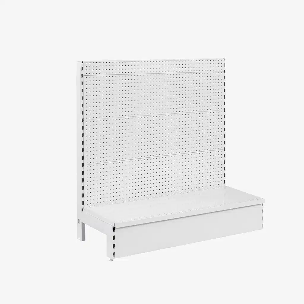 White Single Sided Volcano Pegboard Gondola Shelving – 1200mm wide Modules