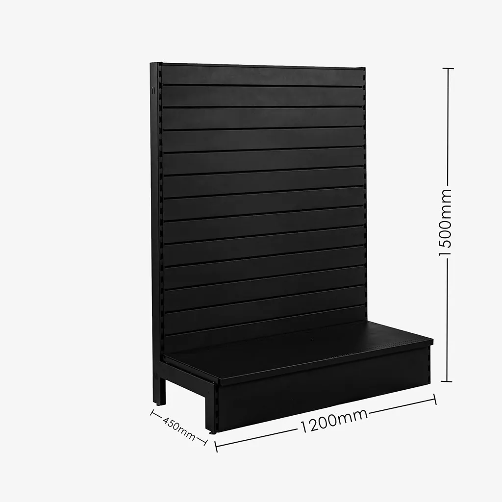 Black Single Sided Slatwall Gondola Shelving – 1200mm wide Modules