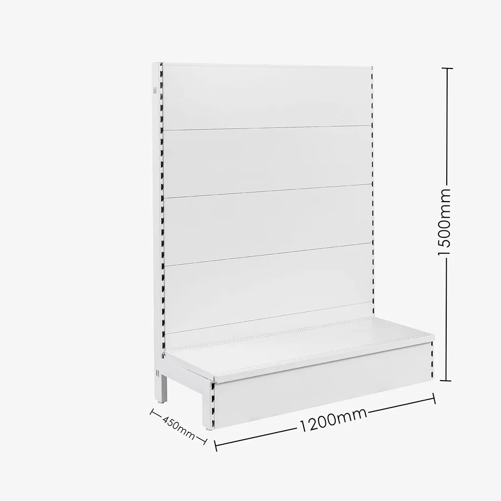 White Single Sided Plain Panel Gondola Shelving – 1200mm wide Modules