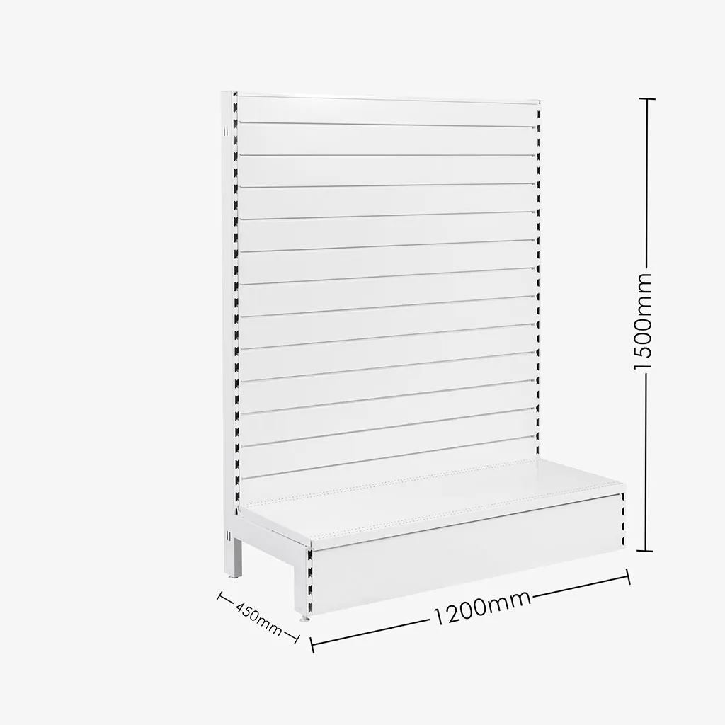 White Single Sided Slatwall Gondola Shelving – 1200mm wide Modules