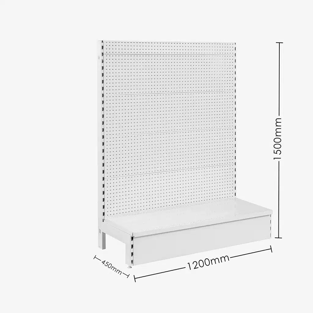 White Single Sided Volcano Pegboard Gondola Shelving – 1200mm wide Modules