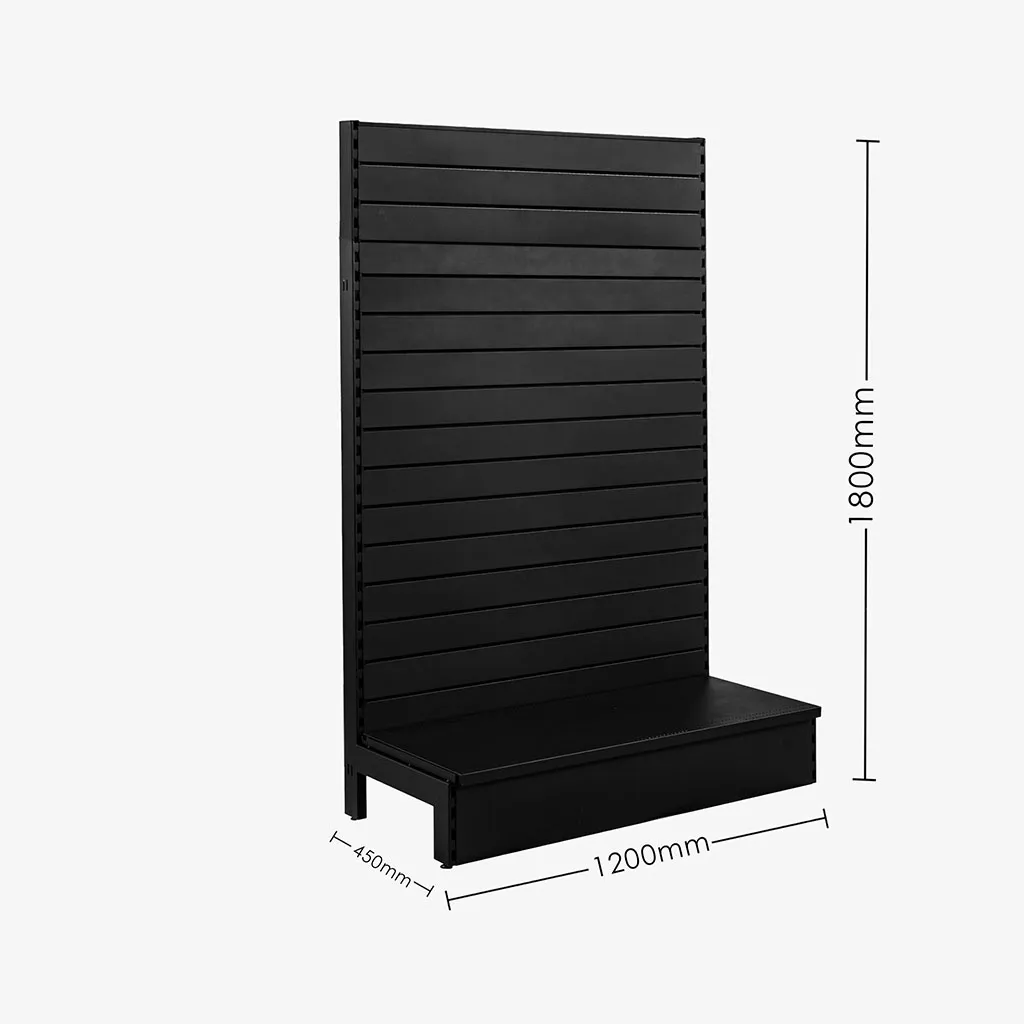 Black Single Sided Slatwall Gondola Shelving – 1200mm wide Modules