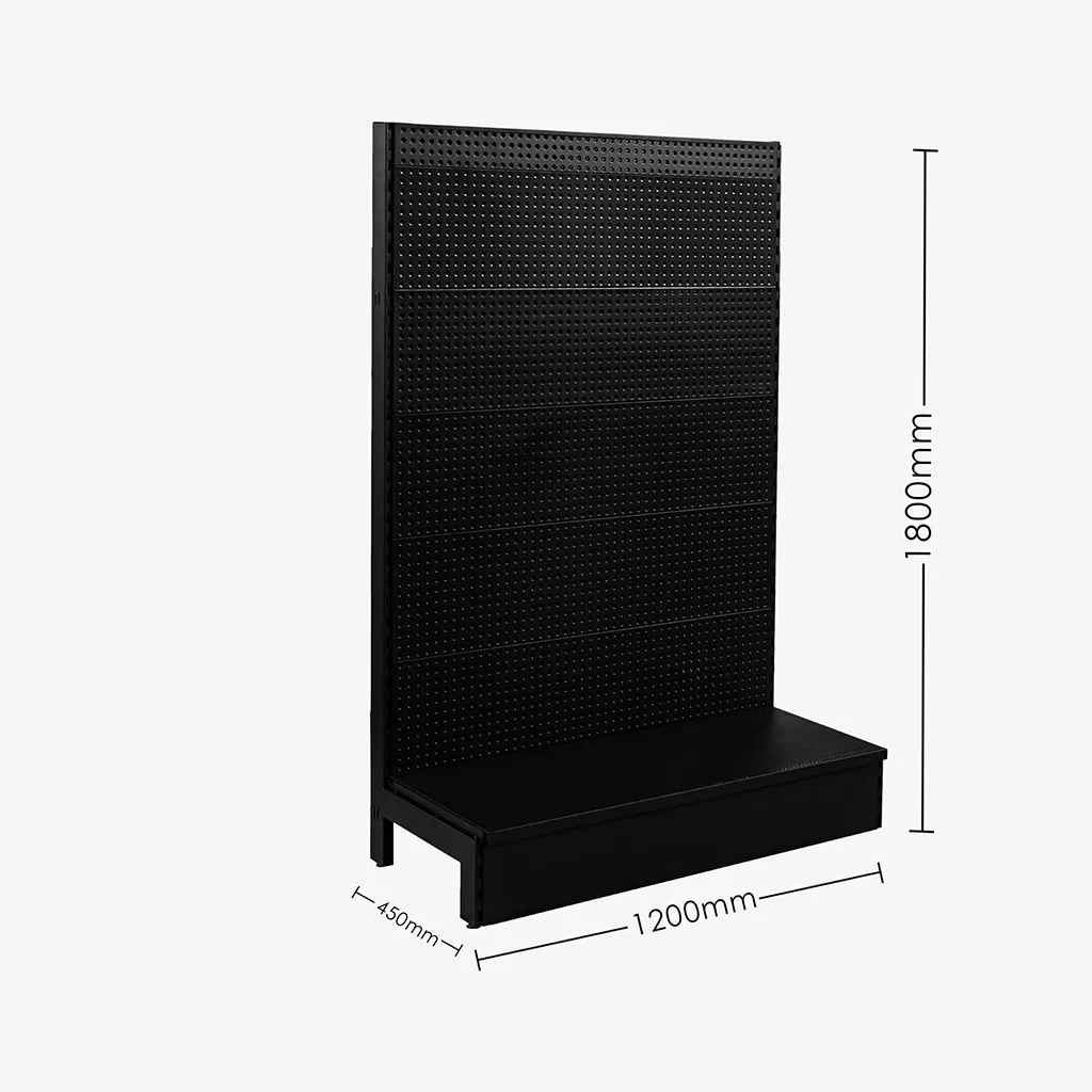 Black Single Sided Volcano Pegboard Shelving – 1200mm wide Modules