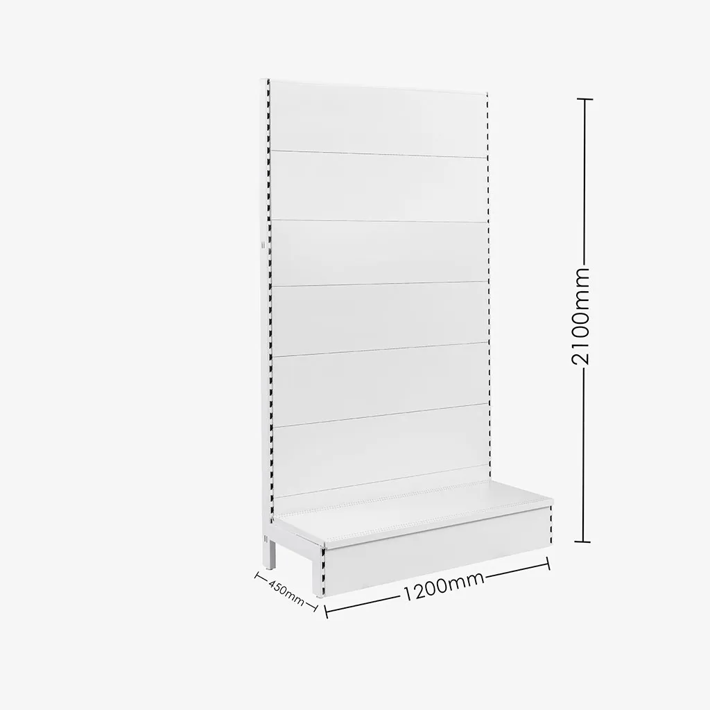 White Single Sided Plain Panel Gondola Shelving – 1200mm wide Modules