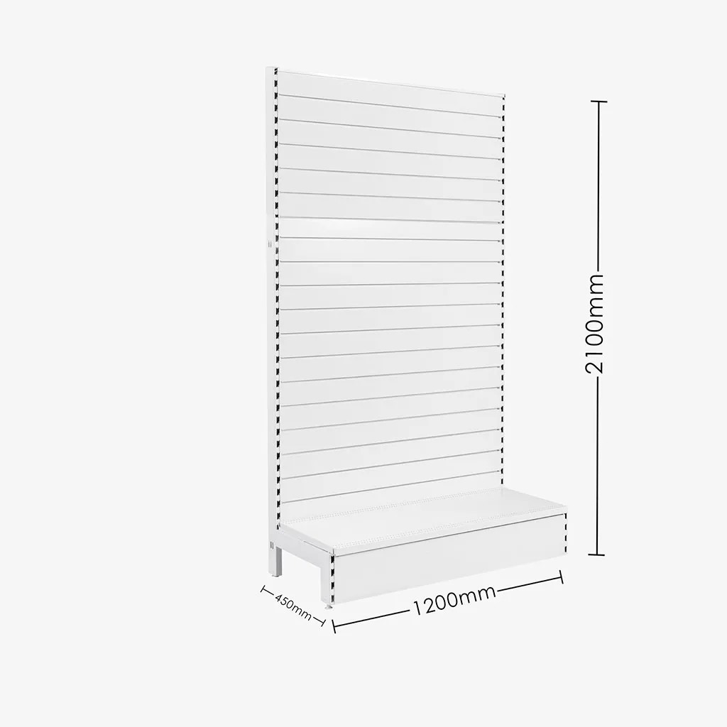 White Single Sided Slatwall Gondola Shelving – 1200mm wide Modules