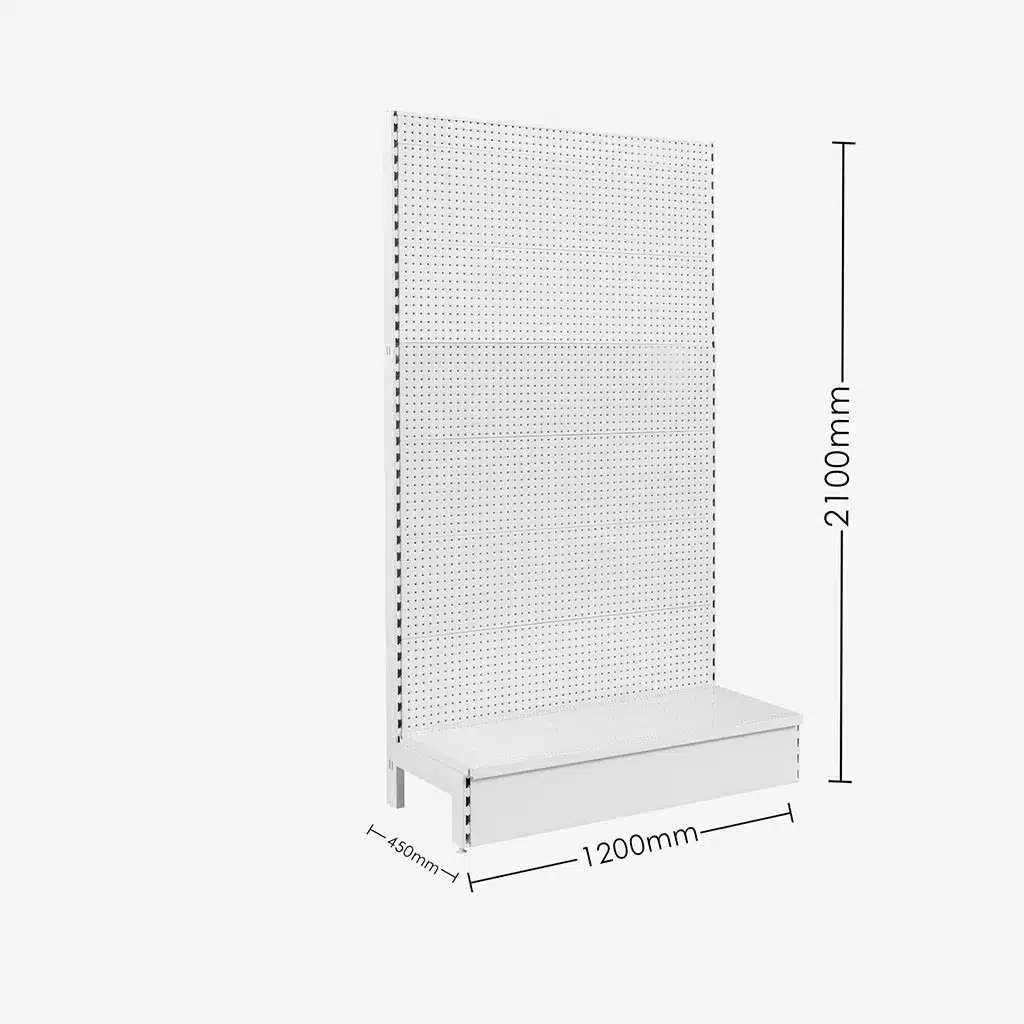 White Single Sided Volcano Pegboard Gondola Shelving – 1200mm wide Modules