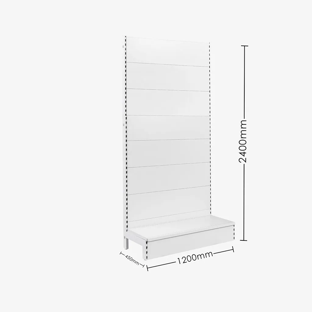 White Single Sided Plain Panel Gondola Shelving – 1200mm wide Modules