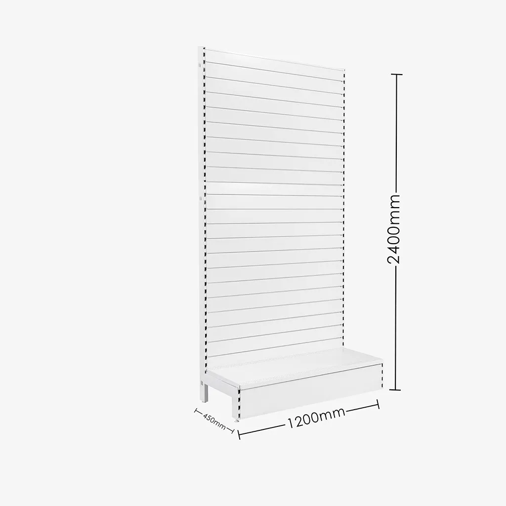 White Single Sided Slatwall Gondola Shelving – 1200mm wide Modules