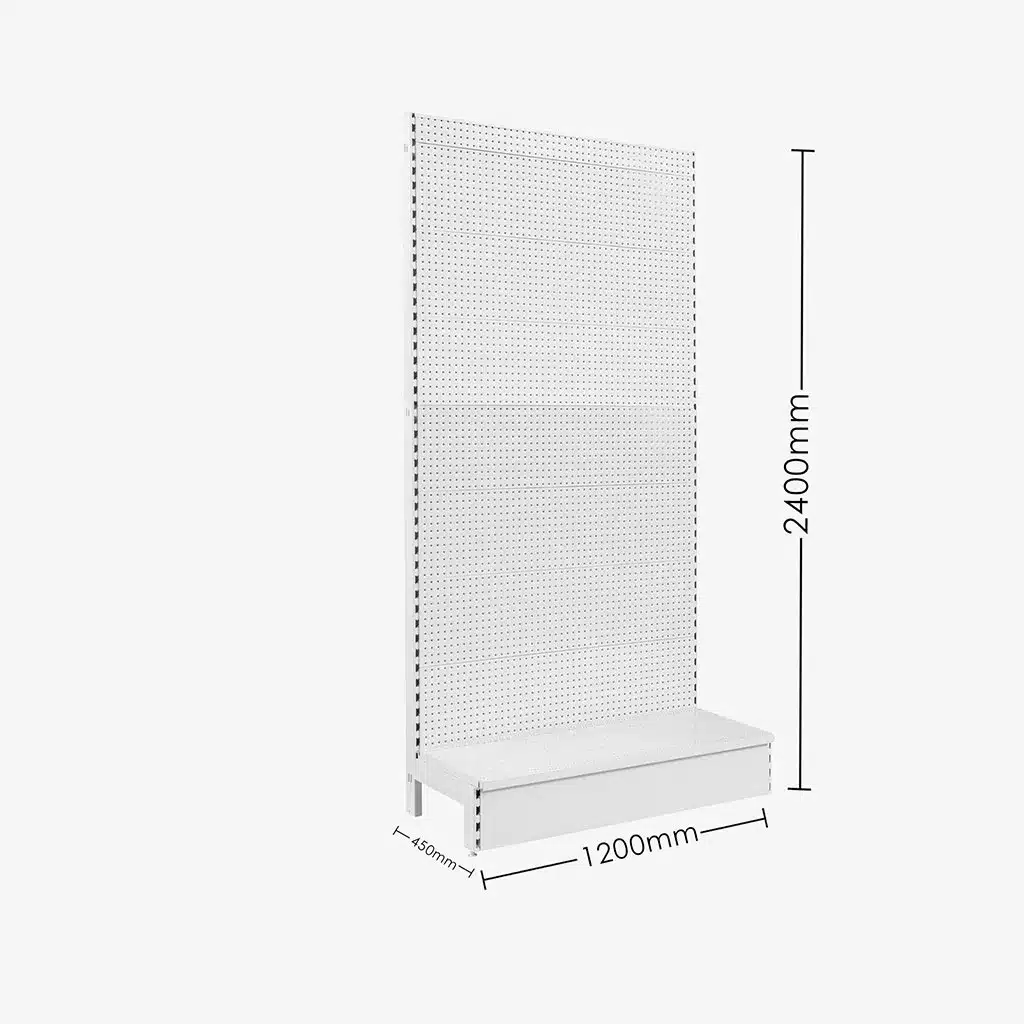 White Single Sided Volcano Pegboard Gondola Shelving – 1200mm wide Modules