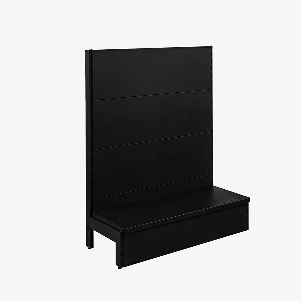 Black Single Sided Plain Panel Gondola Shelving – 900mm Wide Modules