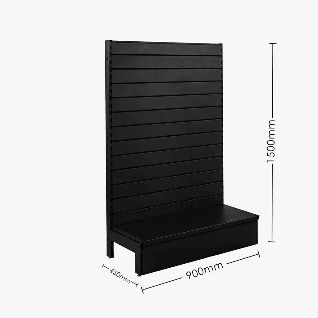 Black Single Sided Slatwall Gondola Shelving – 900mm wide Modules