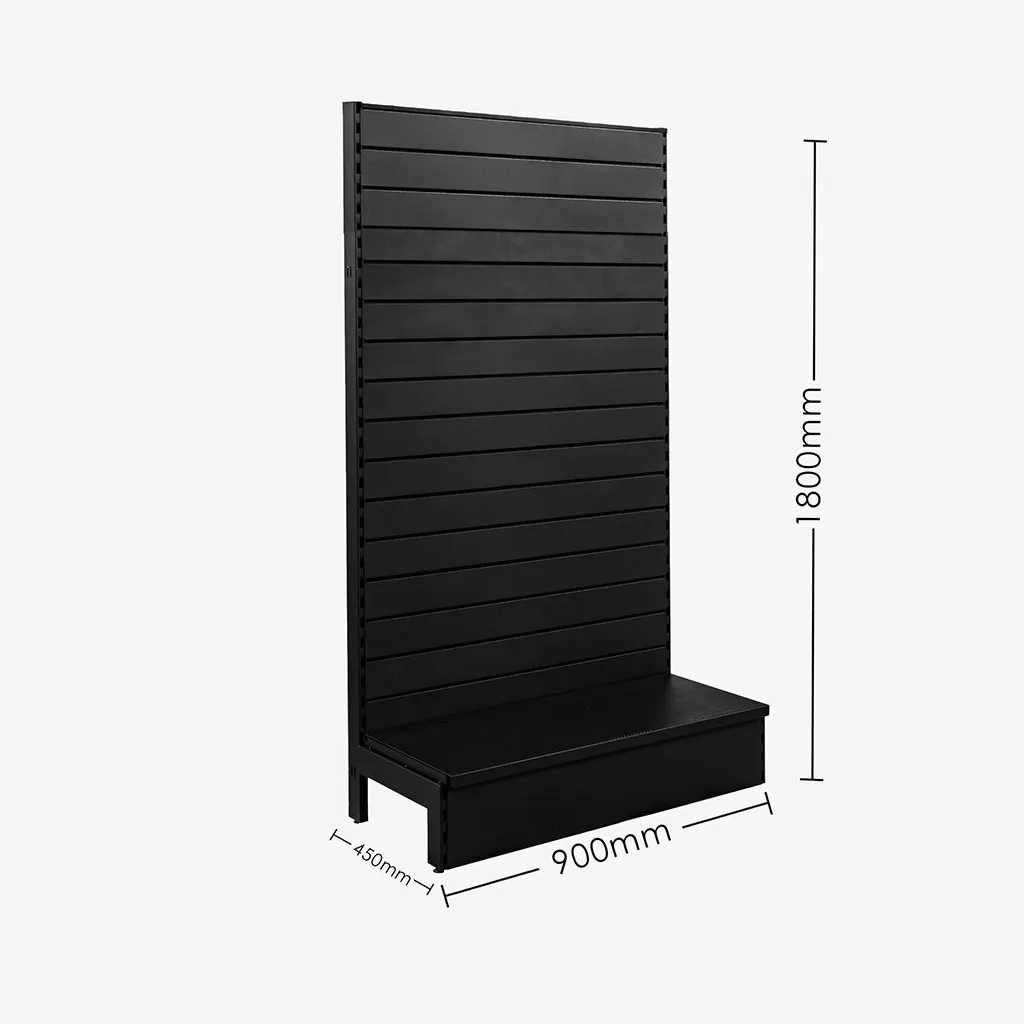 Black Single Sided Slatwall Gondola Shelving – 900mm wide Modules