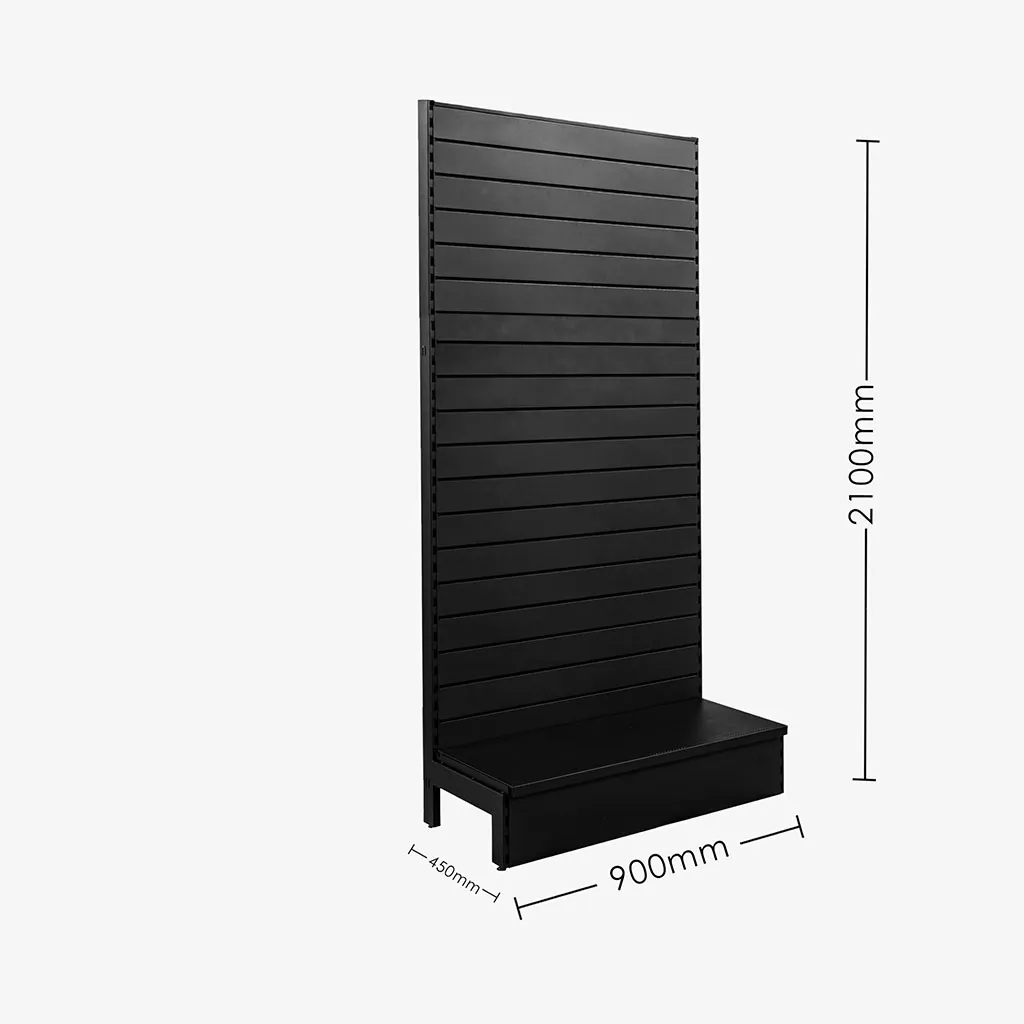 Black Single Sided Slatwall Gondola Shelving – 900mm wide Modules